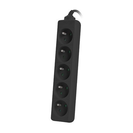 Lanberg - Power strip - 2500 Watt - input: IEC 60320 C14 - output connectors: 5 (5 x power CEE 7 / 5) - 1 m - black - 3