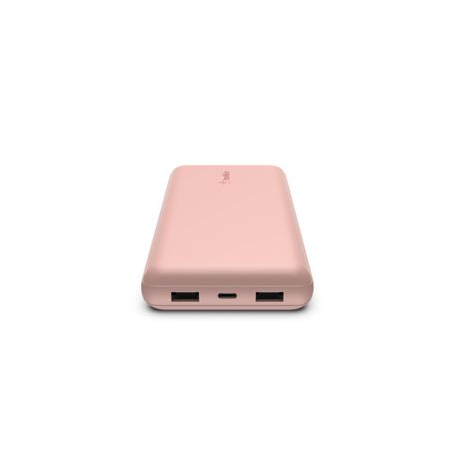 Belkin BOOST CHARGE - Power bank - 20000 mAh - 15 Watt - 3 output connectors (2 x USB, USB-C) - on cable: USB, USB-C - rose gold - 2