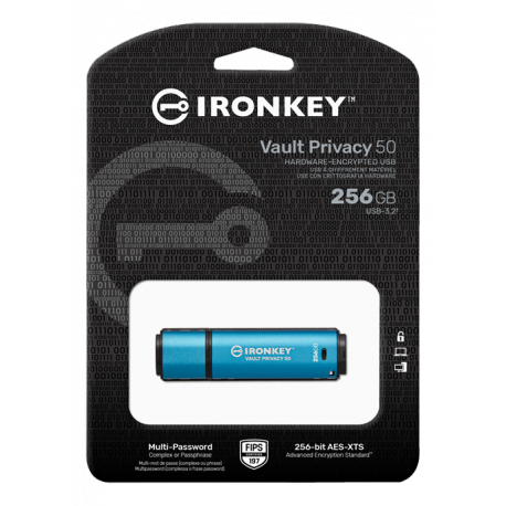 Kingston IronKey Vault Privacy 50 Series - USB flash drive - encrypted - 256 MB - USB 3.2 Gen 1 - TAA Compliant - 1