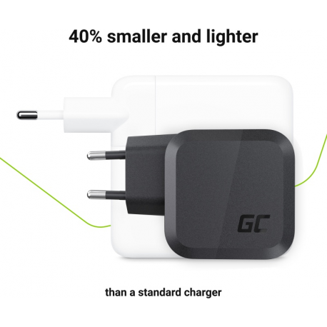 Green Cell - Power adapter - PowerGaN - 65 Watt - 3.25 A - GC Ultra Charge, PD 3.0, Programmable Power Supply (PPS) - 3 output connectors (USB, 2 x USB-C) - black - 3