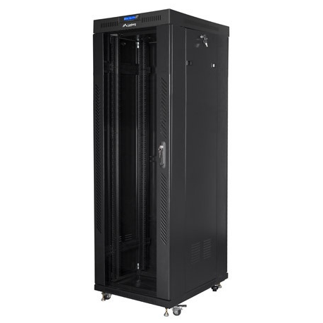 Lanberg - Rack cabinet - with 4 cooling fans, display - black, RAL 9004 - 37U - 19" - 1