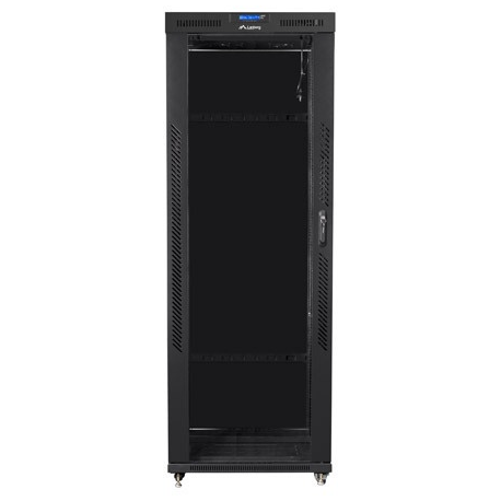 Lanberg - Rack cabinet - with 4 cooling fans, display - black, RAL 9004 - 42U - 19" - 4