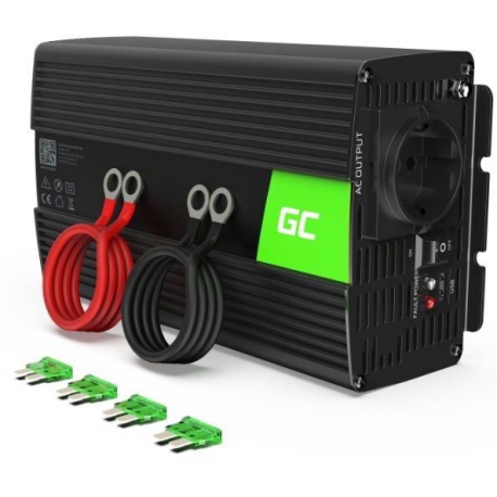Green Cell - DC to AC power inverter - DC 24 V - 1000 Watt - output connectors: 1 - black - 0