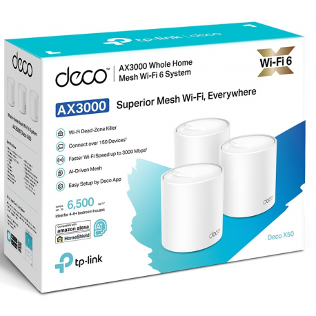 Wireless Router|TP-LINK|Wireless Router|3-pack|2900 Mbps|Mesh|Wi-Fi 6|3x10/100/1000M|Number of antennas 2|DECOX50(3-PACK) - 4