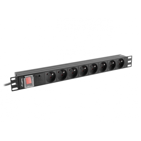 Lanberg - Power distribution unit (rack-mountable) - AC 220-250 V - 4000 Watt - 1-phase - input: DIN 49441 - output connectors: 8 (NF C61-314) - 1U - 19" - 2 m cord - France - black - 1