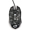 Gembird MUS-6B-GRAFIX-01 - Mouse - cartoon style graphic design - ergonomic - optical - 6 buttons - wired - USB - black - giftbox with transparent window