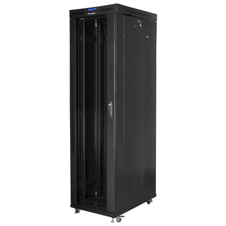 Lanberg - Rack cabinet - with 4 cooling fans, display - black, RAL 9004 - 47U - 19" - 0