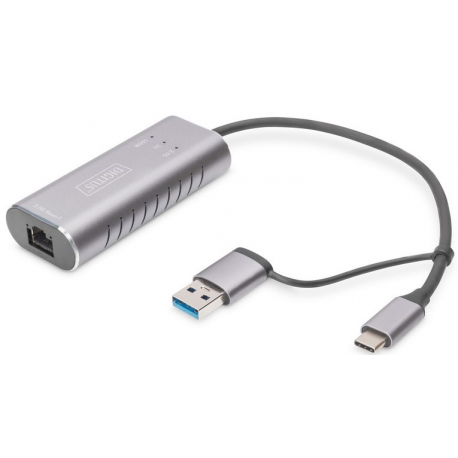 DIGITUS DN-3028 - Network adapter - USB-C  /  USB-A - 2.5GBase-T - grey - 0