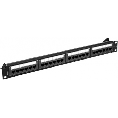 Lanberg PPUA-1024-B - Patch panel - rack mountable - CAT 6a - UTP - RJ-45 X 24 - black, RAL 9004 - 1U - 19" - 2