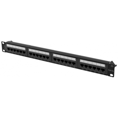 Lanberg PPUA-1024-B - Patch panel - rack mountable - CAT 6a - UTP - RJ-45 X 24 - black, RAL 9004 - 1U - 19" - 3
