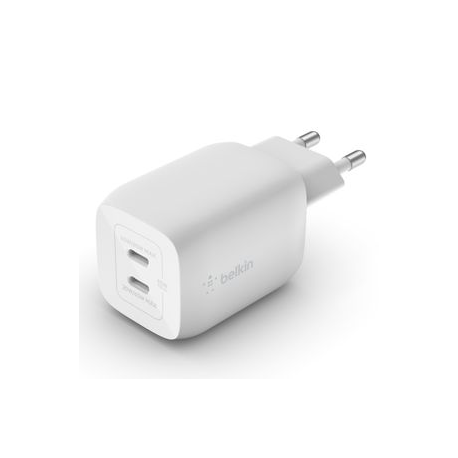Belkin BOOST CHARGE PRO GaN - Power adapter - PPS and GaN technology - 65 Watt - Fast Charge, PD 3.0 - 2 output connectors (2 x USB-C) - white - 4