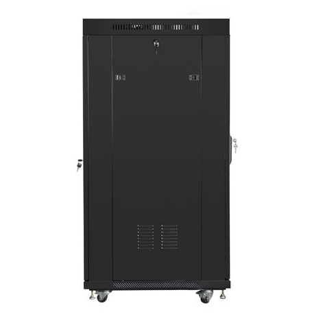 Lanberg - Rack cabinet - with 4 cooling fans, display - free-standing - black, RAL 9004 - 22U - 19" - for P/N: RSFE-4P-2FE-60, RSFE-8P-2GE-120, RSGE-16, RSGE-24, RSGE-24P-2S-250, RSGE-24P-2S-360 - 1