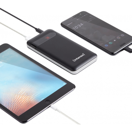 Intenso Powerbank PD10000 - Power bank - 10000 mAh - 3 A - QC 3.0 (USB-C) - on cable: USB-C - black - 4