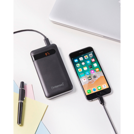 Intenso Powerbank PD10000 - Power bank - 10000 mAh - 3 A - QC 3.0 (USB-C) - on cable: USB-C - black - 7