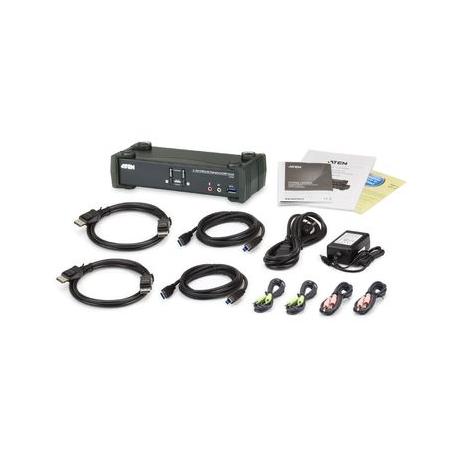 ATEN CS1922 KVMP Switch - KVM / audio / USB switch - 2 x KVM / audio / USB - 1 local user - desktop - 3