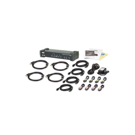 ATEN CS1924M KVMP Switch - KVM / audio / USB switch - 4 x KVM / audio / USB - 1 local user - desktop - 3