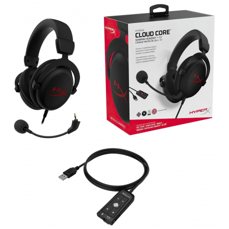 HyperX Cloud Core - Headset - full size - wired - USB, 3.5 mm jack - black - for Victus by HP Laptop 16; Laptop 15, 17; Pavilion Laptop 15; Pavilion Plus Laptop 14 - 1