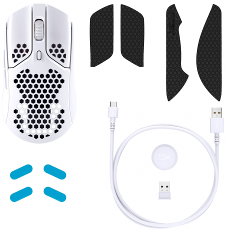 HyperX Pulsefire Haste - Mouse - optical - 6 buttons - wireless - 2.4 GHz - USB wireless receiver - white, pink - for Victus by HP Laptop 16; Laptop 15, 15s, 17; Pavilion Plus Laptop 14 - 8