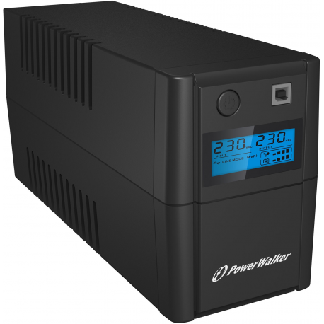 PowerWalker VI 650SE LCD - UPS - AC 230 V - 360 Watt - 650 VA - 7 Ah - USB - output connectors: 2 - black - 0