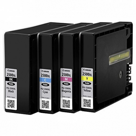 Canon PGI-2500XL BK / C / M / Y Multipack - 4-pack - XL - black, yellow, cyan, magenta - original - ink tank - for MAXIFY iB4050, iB4150, MB5050, MB5150, MB5155, MB5350, MB5450, MB5455 - 0