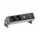 Bachmann DESK 2 - Power strip - included mounting bracket - AC 250 V - input: GST18 - output connectors: 2 (24 pin USB-C, USB, 2 x CEE 7 / 3) - 20 cm cord - stainless steel, black