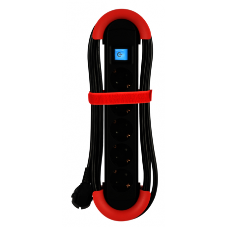 Bachmann HOOK Indoor - Power strip - output connectors: 5 (5 x power 2-pole) - 5 m cord - red - 0