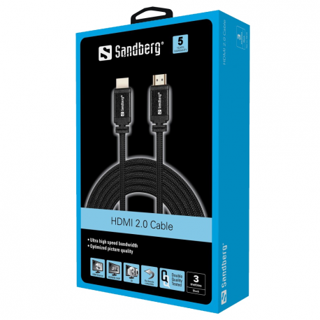 Sandberg - HDMI cable - HDMI male to HDMI male - 3 m - 2
