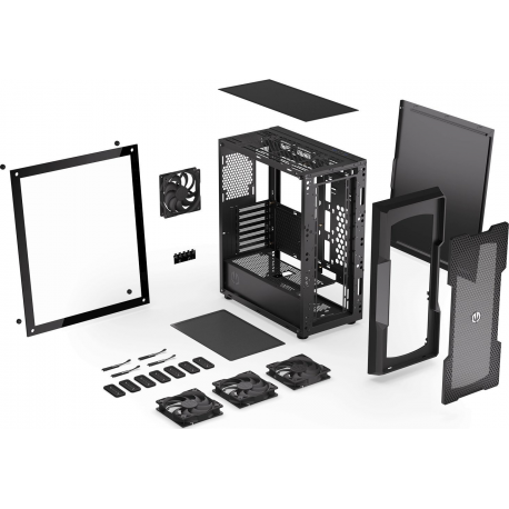 Endorfy Regnum 400 Air - PC case - ATX - windowed side panel (tempered glass) - no power supply (ATX) - black - USB / Audio - 5