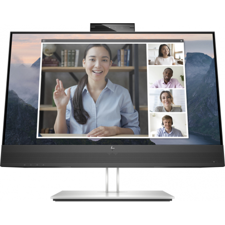 HP E24mv G4 Conferencing Monitor - E-Series - LED monitor - 23.8" - 1920 x 1080 Full HD (1080p) @ 60 Hz - IPS - 250 cd / m² - 1000:1 - 5 ms - HDMI, VGA, DisplayPort - speakers - silver, black head - for HP EliteBook 745 G5, 830 G5, 830 G6, 840 G5, 840 G6 - 8