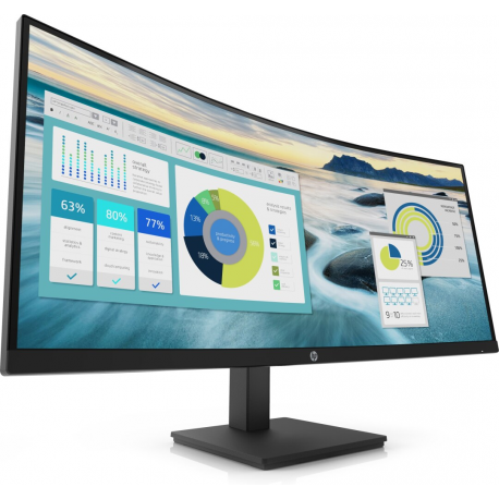 HP P34hc G4 - P-Series - LED monitor - curved - 34" - 3440 x 1440 WQHD @ 60 Hz - VA - 250 cd / m² - 3500:1 - 5 ms - HDMI, DisplayPort, USB-C - speakers - black - 2