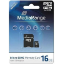 MediaRange - Flash memory card (microSDHC to SD adapter included) - 16 GB - Class 10 - microSDHC - black