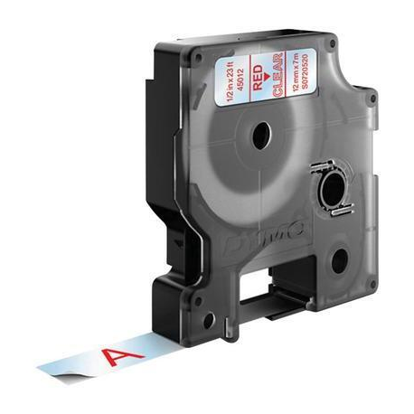 DYMO D1 - Self-adhesive - red on transparent - Roll (1.2 cm x 7 m) 1 cassette(s) label tape - for LabelMANAGER 160, 210D, 210D Kit, 210D Kit Case, 280, 360D, 420P, 420P Kit, 500TS, PnP - 1