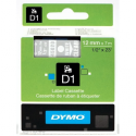 DYMO D1 - Self-adhesive - white on transparent - Roll (1.2 cm x 7 m) 1 cassette(s) label tape - for LabelMANAGER 160, 210D, 210D Kit, 210D Kit Case, 280, 360D, 420P, 420P Kit, 500TS, PnP