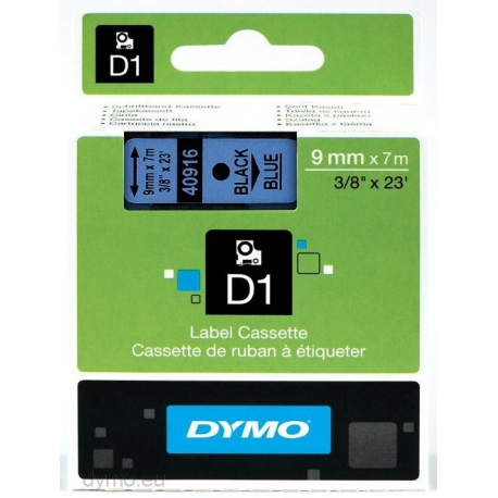 DYMO D1 - Self-adhesive - black on blue - Roll (0.9 cm x 7 m) 1 cassette(s) label tape - for LabelMANAGER 120P, 210D, 220P, 350D, 450D; LabelPOINT 250, 350 - 3