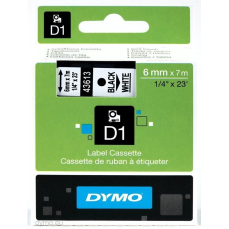 DYMO D1 - Polyester - self-adhesive - black on white - Roll (0.6cm x 7m) 1 cassette(s) label tape - for LabelMANAGER 100, 160, 210, 220, 260, 280, 300, 360, 420, Wireless PnP; LabelPOINT 250 - 0
