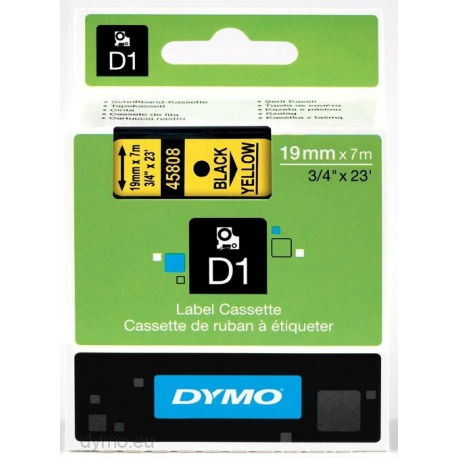 DYMO D1 - Self-adhesive - black on yellow - Roll (1.9cm x 7m) 1 cassette(s) label tape - for LabelMANAGER 360D, 420P, 420P Kit, 500TS, PC2, PnP - 0