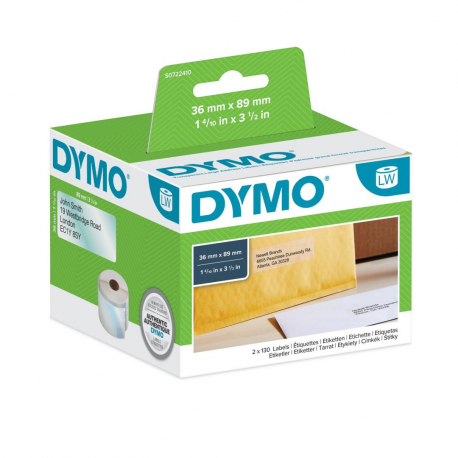 DYMO LabelWriter - Plastic - permanent adhesive - transparent - 36 x 89 mm 260 label(s) (1 roll(s) x 260) address labels - for DYMO LabelWriter 310, 315, 320, 330, 400, 450, 4XL, SE450, Wireless - 0