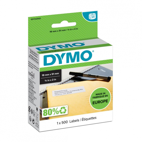 DYMO LabelWriter MultiPurpose - White - 19 x 51 mm 500 label(s) (1 roll(s) x 500) multi-purpose labels - for DYMO LabelWriter 310, 315, 320, 330, 400, 450, 4XL, SE450, Wireless - 0