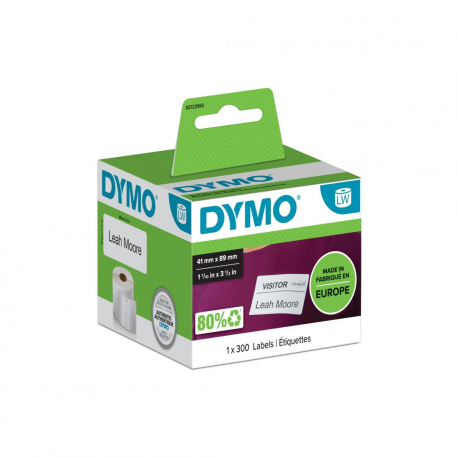 DYMO LabelWriter - White - 89 x 41 mm 300 label(s) (1 roll(s) x 300) name badge labels - for DYMO LabelWriter - 0