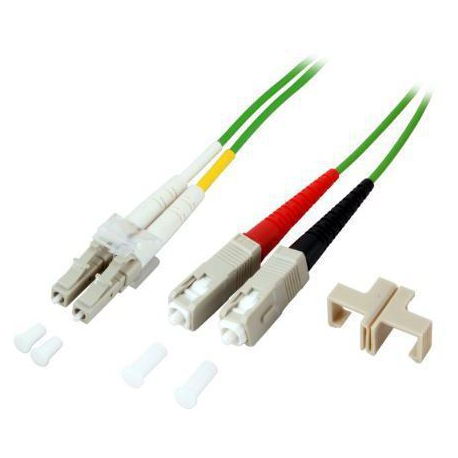MicroConnect - Network cable - LC/UPC multi-mode (M) to SC/UPC multi-mode (M) - 5 m - 2 mm - fibre optic - duplex - 50 / 125 micron - OM5 - halogen-free - lime green - 0