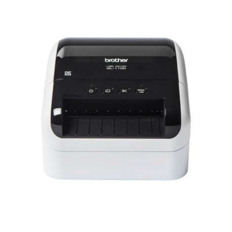 Brother QL-1100c - Label printer - direct thermal - Roll (10.36 cm) - 300 x 300 dpi - up to 110 mm/sec - USB 2.0 - cutter - white, glossy black - 1