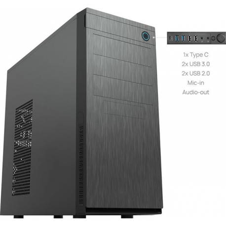 Chieftec Elox Series HC-10B-OP - Tower - ATX - no power supply (ATX) - black - USB/Audio - 5