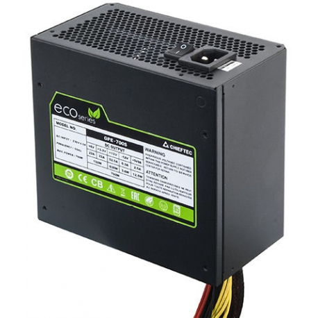 Chieftec ECO Series GPE-600S - Power supply (internal) - ATX12V 2.3 - AC 230 V - 600 Watt - active PFC - 3