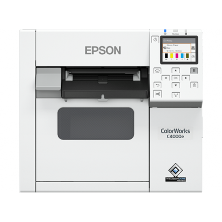 Epson ColorWorks CW-C4000E (BK) - Label printer - colour - ink-jet - Roll (10.2cm) - 1200 x 1200 dpi - up to 100 mm / sec (mono)  /  up to 100 mm / sec (colour) - USB, USB host - cutter - 0