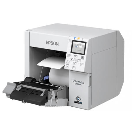 Epson ColorWorks CW-C4000E (MK) - Label printer - colour - ink-jet - Roll (10.2cm) - 1200 x 1200 dpi - up to 100 mm / sec (mono)  /  up to 100 mm / sec (colour) - USB, USB host - cutter - 2