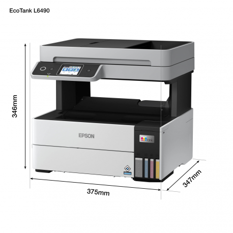 Epson EcoTank L6490 - Multifunction printer - colour - ink-jet - refillable - A4 (210 x 297 mm) (original) - A4 / Legal (media) - up to 17 ppm (printing) - 250 sheets - 33.6 Kbps - USB, LAN, Wi-Fi - 5