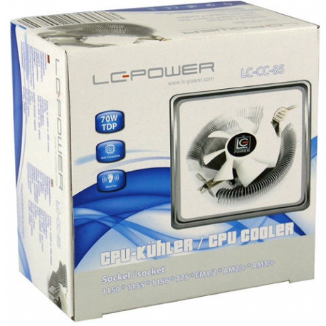 LC Power Cosmo Cool - Processor cooler - (for: LGA775, LGA1156, AM2, AM2+, AM3, LGA1155, AM3+, FM1, FM2, LGA1150) - aluminium - 80 mm - white, silver - 3