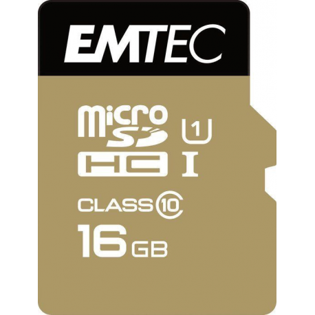 EMTEC Gold+ - Flash memory card (SD adapter included) - 16 GB - Class 10 - microSD - gold - 0