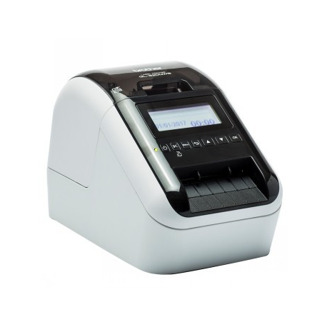 Brother QL-820NWBc - Label printer - two-colour (monochrome) - direct thermal - Roll (6.2 cm) - 300 x 600 dpi - up to 110 labels/min - USB 2.0, LAN, Wi-Fi(n), Bluetooth 5.2 - cutter - white, glossy black - 0