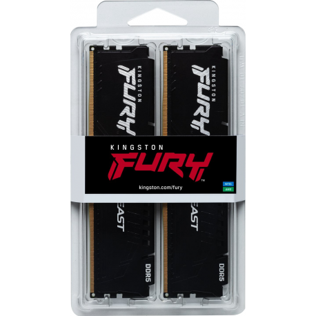 Kingston FURY Beast - DDR5 - kit - 64 GB: 2 x 32 GB - DIMM 288-pin - 5600 MHz  /  PC5-44800 - CL36 - 1.25 V - unbuffered - on-die ECC - 7